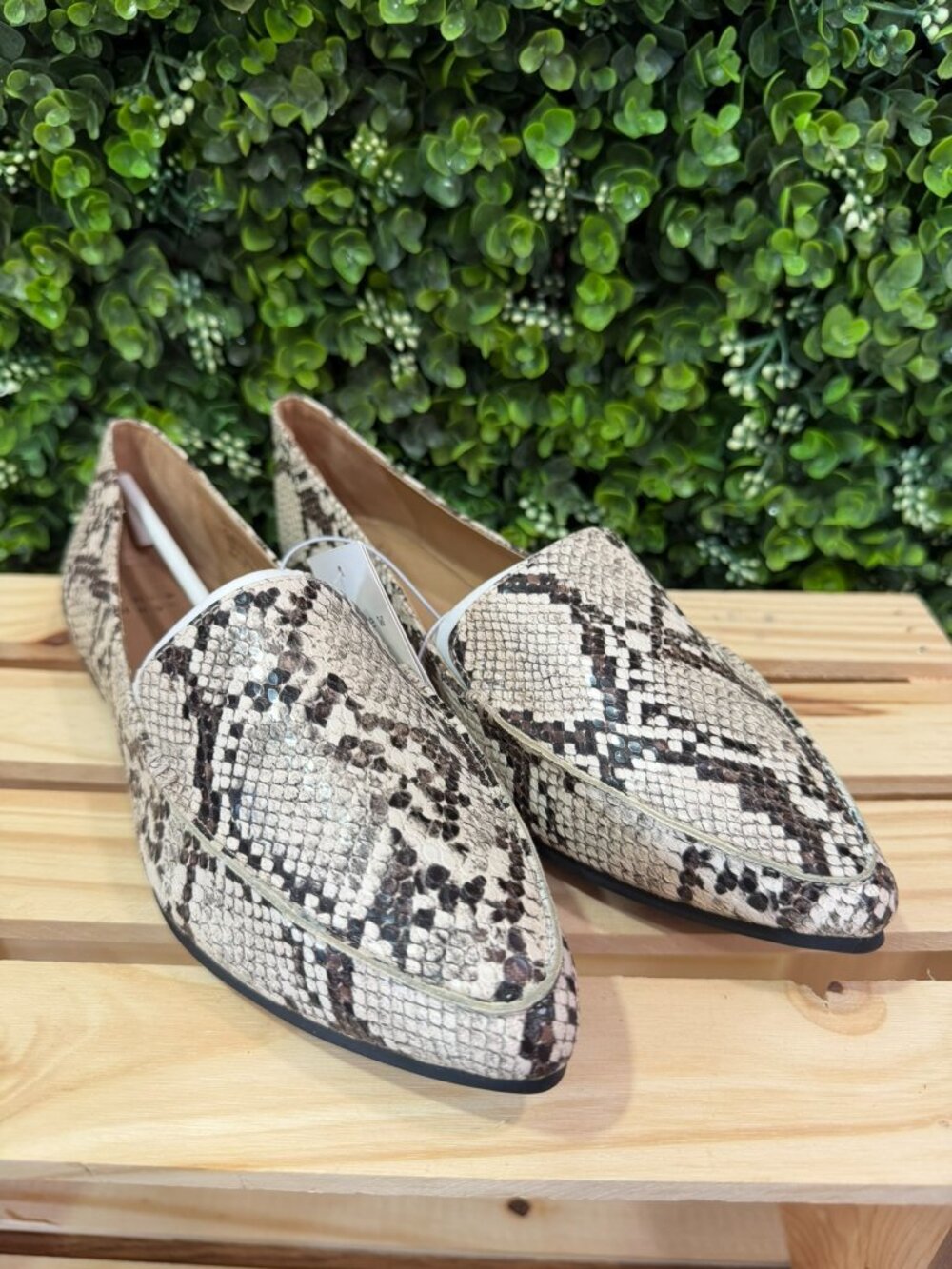 Pointed‑Toe Loafers – Snakeskin, Size 8.5 (NWT)
